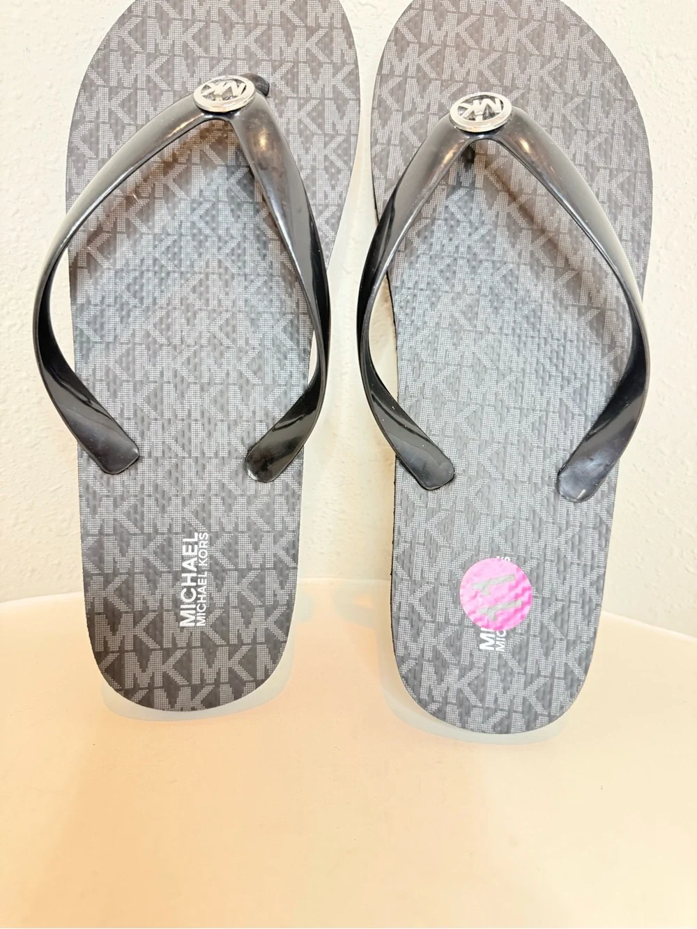 Michael Kors Signature Logo Black Women’s Slides Size 11 NEW